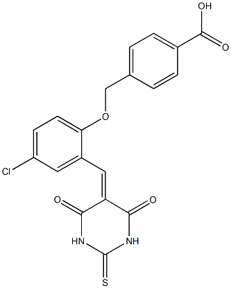 4-({4-chloro-2-[(4,6-dioxo-2-thioxotetrahydro-5(2H)-pyrimidinylidene)methyl]phenoxy}methyl)benzoic acid Struktur