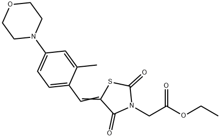 ethyl {5-[2-methyl-4-(4-morpholinyl)benzylidene]-2,4-dioxo-1,3-thiazolidin-3-yl}acetate Struktur