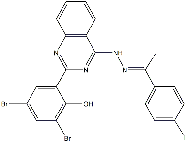 1-(4-iodophenyl)ethanone [2-(3,5-dibromo-2-hydroxyphenyl)-4-quinazolinyl]hydrazone Struktur