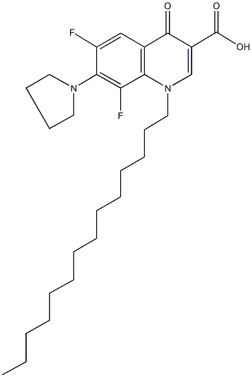 6,8-difluoro-4-oxo-7-(1-pyrrolidinyl)-1-tetradecyl-1,4-dihydro-3-quinolinecarboxylic acid Struktur