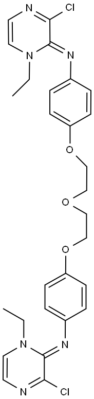 N-(3-chloro-1-ethyl-2(1H)-pyrazinylidene)-N-{4-[2-(2-{4-[(3-chloro-1-ethyl-2(1H)-pyrazinylidene)amino]phenoxy}ethoxy)ethoxy]phenyl}amine Struktur