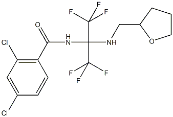 2,4-dichloro-N-[2,2,2-trifluoro-1-[(tetrahydro-2-furanylmethyl)amino]-1-(trifluoromethyl)ethyl]benzamide Struktur