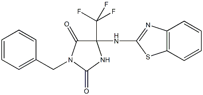 5-(1,3-benzothiazol-2-ylamino)-3-benzyl-5-(trifluoromethyl)-2,4-imidazolidinedione Struktur