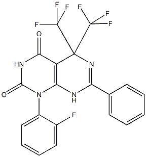 1-(2-fluorophenyl)-7-phenyl-5,5-bis(trifluoromethyl)-5,8-dihydropyrimido[4,5-d]pyrimidine-2,4(1H,3H)-dione Struktur