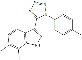 6,7-dimethyl-3-[1-(4-methylphenyl)-1H-tetraazol-5-yl]-1H-indole Struktur