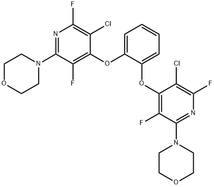 4-[5-chloro-4-(2-{[3-chloro-2,5-difluoro-6-(4-morpholinyl)-4-pyridinyl]oxy}phenoxy)-3,6-difluoro-2-pyridinyl]morpholine Struktur