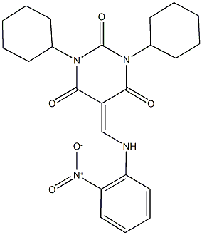 1,3-dicyclohexyl-5-({2-nitroanilino}methylene)pyrimidine-2,4,6(1H,3H,5H)-trione Struktur