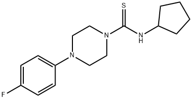 N-cyclopentyl-4-(4-fluorophenyl)-1-piperazinecarbothioamide Struktur