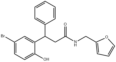 3-(5-bromo-2-hydroxyphenyl)-N-(2-furylmethyl)-3-phenylpropanamide Struktur