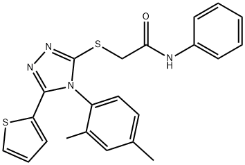 2-{[4-(2,4-dimethylphenyl)-5-(2-thienyl)-4H-1,2,4-triazol-3-yl]sulfanyl}-N-phenylacetamide Struktur