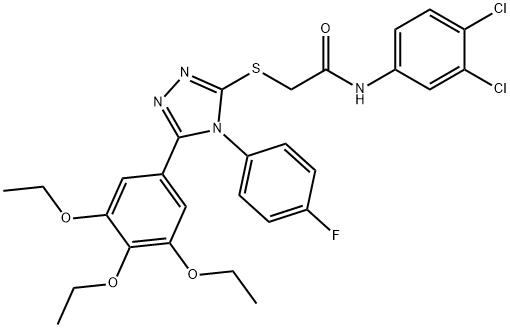 N-(3,4-dichlorophenyl)-2-{[4-(4-fluorophenyl)-5-(3,4,5-triethoxyphenyl)-4H-1,2,4-triazol-3-yl]sulfanyl}acetamide Struktur