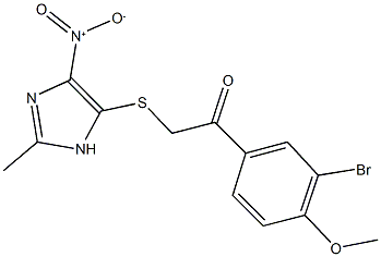 1-(3-bromo-4-methoxyphenyl)-2-({4-nitro-2-methyl-1H-imidazol-5-yl}sulfanyl)ethanone Struktur