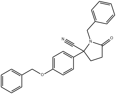 1-benzyl-2-[4-(benzyloxy)phenyl]-5-oxo-2-pyrrolidinecarbonitrile Struktur