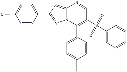 2-(4-chlorophenyl)-7-(4-methylphenyl)pyrazolo[1,5-a]pyrimidin-6-yl phenyl sulfone Struktur