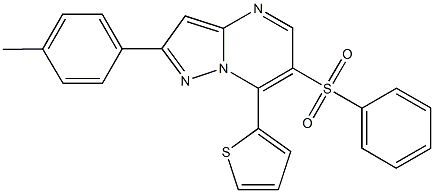 2-(4-methylphenyl)-7-(2-thienyl)pyrazolo[1,5-a]pyrimidin-6-yl phenyl sulfone Struktur