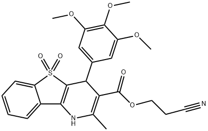 2-cyanoethyl 2-methyl-4-(3,4,5-trimethoxyphenyl)-1,4-dihydro[1]benzothieno[3,2-b]pyridine-3-carboxylate 5,5-dioxide Struktur