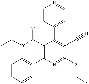 ethyl 5-cyano-6-(ethylsulfanyl)-2-phenyl-4,4'-bipyridine-3-carboxylate Struktur