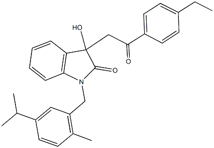 3-[2-(4-ethylphenyl)-2-oxoethyl]-3-hydroxy-1-(5-isopropyl-2-methylbenzyl)-1,3-dihydro-2H-indol-2-one Struktur