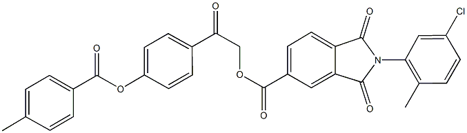 2-{4-[(4-methylbenzoyl)oxy]phenyl}-2-oxoethyl 2-(5-chloro-2-methylphenyl)-1,3-dioxo-5-isoindolinecarboxylate Struktur