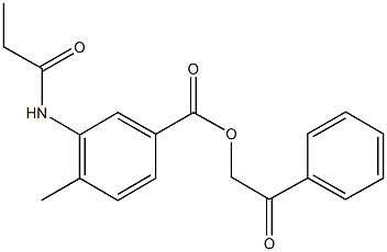 2-oxo-2-phenylethyl 4-methyl-3-(propionylamino)benzoate Struktur