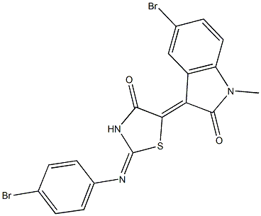 5-bromo-3-{2-[(4-bromophenyl)imino]-4-oxo-1,3-thiazolidin-5-ylidene}-1-methyl-1,3-dihydro-2H-indol-2-one Struktur