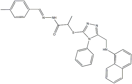 N'-(4-methylbenzylidene)-2-({5-[(1-naphthylamino)methyl]-4-phenyl-4H-1,2,4-triazol-3-yl}sulfanyl)propanohydrazide Struktur