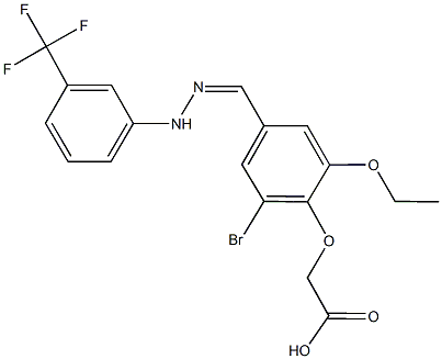 (2-bromo-6-ethoxy-4-{2-[3-(trifluoromethyl)phenyl]carbohydrazonoyl}phenoxy)acetic acid Struktur