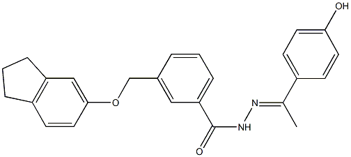 3-[(2,3-dihydro-1H-inden-5-yloxy)methyl]-N'-[1-(4-hydroxyphenyl)ethylidene]benzohydrazide Struktur