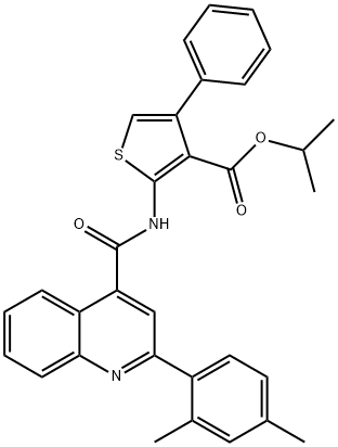 isopropyl 2-({[2-(2,4-dimethylphenyl)-4-quinolinyl]carbonyl}amino)-4-phenyl-3-thiophenecarboxylate Struktur