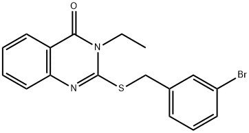 2-[(3-bromobenzyl)sulfanyl]-3-ethyl-4(3H)-quinazolinone Struktur