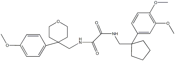 N~1~-{[1-(3,4-dimethoxyphenyl)cyclopentyl]methyl}-N~2~-{[4-(4-methoxyphenyl)tetrahydro-2H-pyran-4-yl]methyl}ethanediamide Struktur