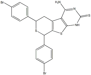 4-amino-6,8-bis(4-bromophenyl)-1,5,6,8-tetrahydro-2H-thiopyrano[4',3':4,5]thieno[2,3-d]pyrimidine-2-thione Struktur