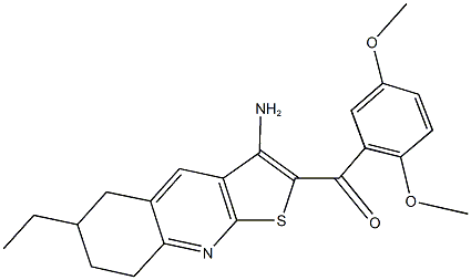 (3-amino-6-ethyl-5,6,7,8-tetrahydrothieno[2,3-b]quinolin-2-yl)(2,5-dimethoxyphenyl)methanone Struktur