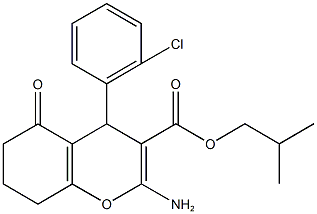 isobutyl 2-amino-4-(2-chlorophenyl)-5-oxo-5,6,7,8-tetrahydro-4H-chromene-3-carboxylate Struktur