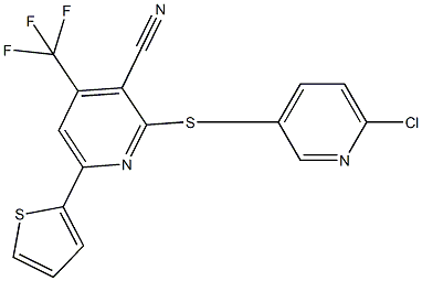 2-{[(6-chloro-3-pyridinyl)methyl]sulfanyl}-6-(2-thienyl)-4-(trifluoromethyl)nicotinonitrile Struktur