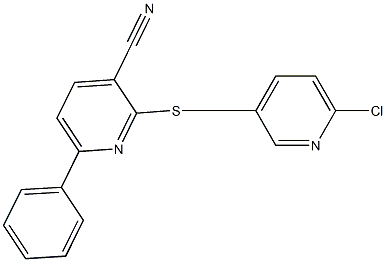 2-{[(6-chloro-3-pyridinyl)methyl]sulfanyl}-6-phenylnicotinonitrile Struktur