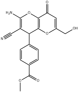 methyl 4-[2-amino-3-cyano-6-(hydroxymethyl)-8-oxo-4,8-dihydropyrano[3,2-b]pyran-4-yl]benzoate Struktur