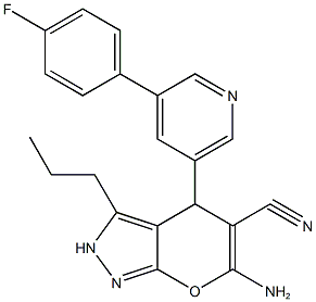 6-amino-4-[5-(4-fluorophenyl)-3-pyridinyl]-3-propyl-2,4-dihydropyrano[2,3-c]pyrazole-5-carbonitrile Struktur