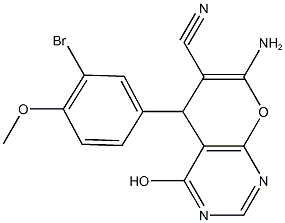 7-amino-5-(3-bromo-4-methoxyphenyl)-4-hydroxy-5H-pyrano[2,3-d]pyrimidine-6-carbonitrile Struktur