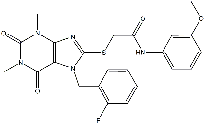 2-{[7-(2-fluorobenzyl)-1,3-dimethyl-2,6-dioxo-2,3,6,7-tetrahydro-1H-purin-8-yl]sulfanyl}-N-(3-methoxyphenyl)acetamide Struktur