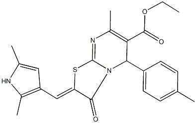 ethyl 2-[(2,5-dimethyl-1H-pyrrol-3-yl)methylene]-7-methyl-5-(4-methylphenyl)-3-oxo-2,3-dihydro-5H-[1,3]thiazolo[3,2-a]pyrimidine-6-carboxylate Struktur