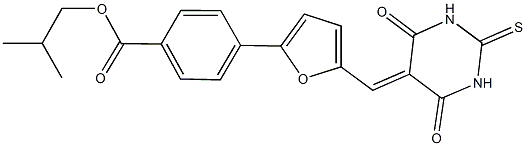 isobutyl 4-{5-[(4,6-dioxo-2-thioxotetrahydro-5(2H)-pyrimidinylidene)methyl]-2-furyl}benzoate Struktur