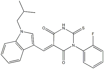 1-(2-fluorophenyl)-5-[(1-isobutyl-1H-indol-3-yl)methylene]-2-thioxodihydro-4,6(1H,5H)-pyrimidinedione Struktur