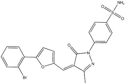 4-(4-{[5-(2-bromophenyl)-2-furyl]methylene}-3-methyl-5-oxo-4,5-dihydro-1H-pyrazol-1-yl)benzenesulfonamide Struktur