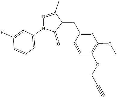 2-(3-fluorophenyl)-4-[3-methoxy-4-(2-propynyloxy)benzylidene]-5-methyl-2,4-dihydro-3H-pyrazol-3-one Struktur