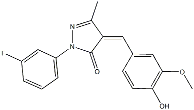 2-(3-fluorophenyl)-4-(4-hydroxy-3-methoxybenzylidene)-5-methyl-2,4-dihydro-3H-pyrazol-3-one Struktur