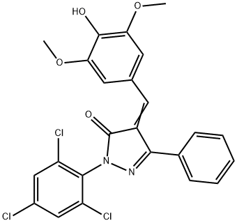 4-(4-hydroxy-3,5-dimethoxybenzylidene)-5-phenyl-2-(2,4,6-trichlorophenyl)-2,4-dihydro-3H-pyrazol-3-one Struktur