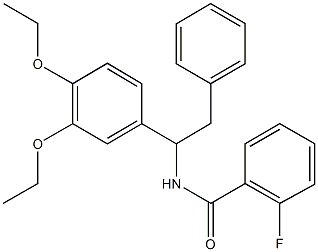 N-[1-(3,4-diethoxyphenyl)-2-phenylethyl]-2-fluorobenzamide Struktur