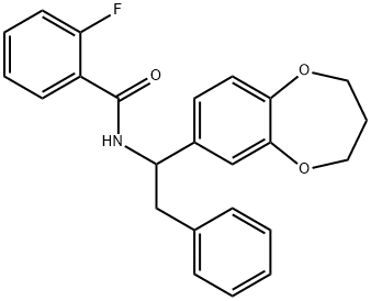 N-[1-(3,4-dihydro-2H-1,5-benzodioxepin-7-yl)-2-phenylethyl]-2-fluorobenzamide Struktur