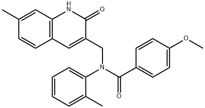 N-[(2-hydroxy-7-methyl-3-quinolinyl)methyl]-4-methoxy-N-(2-methylphenyl)benzamide Struktur